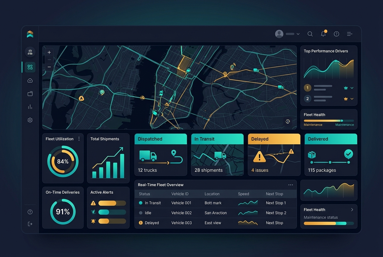 PackTrack Logistics — AI fleet management dashboard